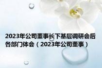 2023年公司董事长下基层调研会后各部门体会（2023年公司董事）