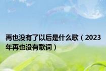 再也没有了以后是什么歌（2023年再也没有歌词）
