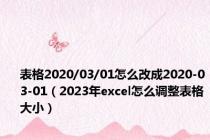 表格2020/03/01怎么改成2020-03-01（2023年excel怎么调整表格大小）