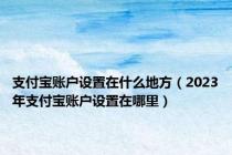 支付宝账户设置在什么地方（2023年支付宝账户设置在哪里）