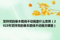 坚持党的基本路线不动摇是什么意思（2023年坚持党的基本路线不动摇关键是）