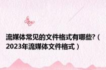 流媒体常见的文件格式有哪些?（2023年流媒体文件格式）