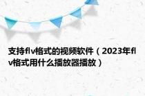 支持flv格式的视频软件（2023年flv格式用什么播放器播放）