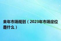 来年市场规划（2023年市场定位是什么）