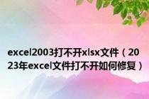 excel2003打不开xlsx文件（2023年excel文件打不开如何修复）