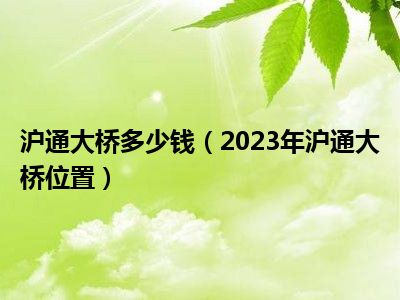 沪通大桥多少钱（2023年沪通大桥位置）