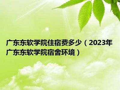 广东东软学院住宿费多少（2023年广东东软学院宿舍环境）