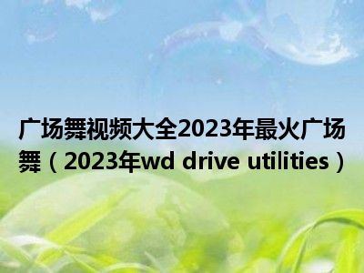 广场舞视频大全2023年最火广场舞（2023年wd drive utilities）
