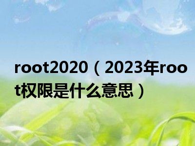 root2020（2023年root权限是什么意思）