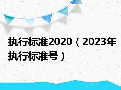 执行标准2020（2023年执行标准号）