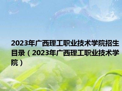 2023年广西理工职业技术学院招生目录（2023年广西理工职业技术学院）