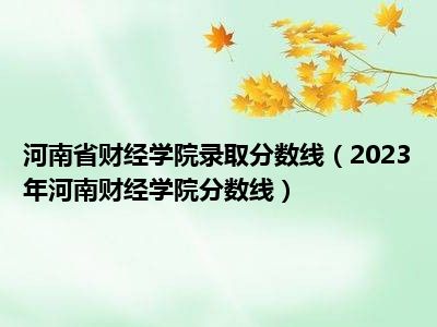 河南省财经学院录取分数线（2023年河南财经学院分数线）