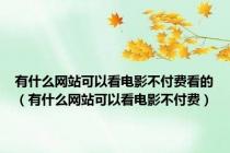 有什么网站可以看电影不付费看的（有什么网站可以看电影不付费）