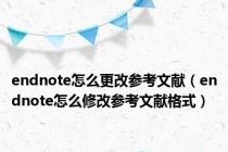 endnote怎么更改参考文献（endnote怎么修改参考文献格式）