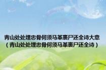 青山处处埋忠骨何须马革裹尸还全诗大意（青山处处埋忠骨何须马革裹尸还全诗）