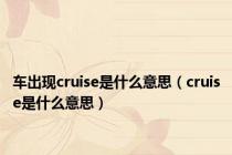 车出现cruise是什么意思（cruise是什么意思）