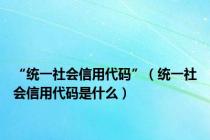 “统一社会信用代码”（统一社会信用代码是什么）