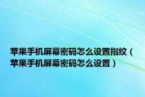 苹果手机屏幕密码怎么设置指纹（苹果手机屏幕密码怎么设置）