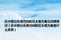 近水楼台先得月向阳花木易为春出自哪首诗（近水楼台先得月向阳花木易为春是什么意思）