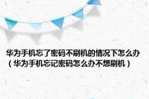 华为手机忘了密码不刷机的情况下怎么办（华为手机忘记密码怎么办不想刷机）