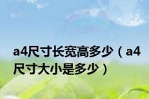 a4尺寸长宽高多少（a4尺寸大小是多少）