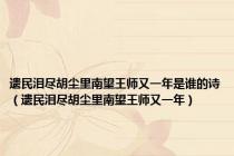遗民泪尽胡尘里南望王师又一年是谁的诗（遗民泪尽胡尘里南望王师又一年）