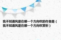我不知道风是在哪一个方向吹的作者是（我不知道风是在哪一个方向吹赏析）