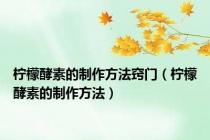 柠檬酵素的制作方法窍门（柠檬酵素的制作方法）