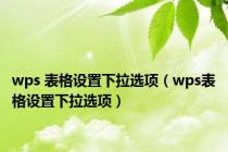 wps 表格设置下拉选项（wps表格设置下拉选项）