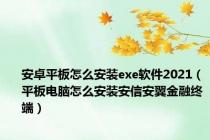 安卓平板怎么安装exe软件2021（平板电脑怎么安装安信安翼金融终端）