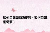 如何自酿葡萄酒视频（如何自酿葡萄酒）