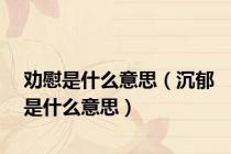 劝慰是什么意思（沉郁是什么意思）
