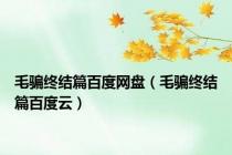 毛骗终结篇百度网盘（毛骗终结篇百度云）