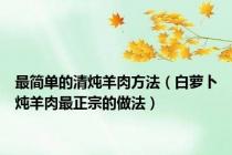 最简单的清炖羊肉方法（白萝卜炖羊肉最正宗的做法）