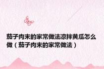 茄子肉末的家常做法凉拌黄瓜怎么做（茄子肉末的家常做法）