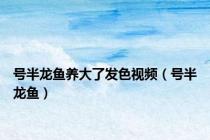 号半龙鱼养大了发色视频（号半龙鱼）