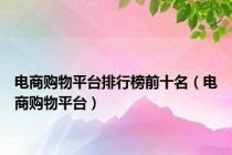 电商购物平台排行榜前十名（电商购物平台）