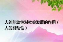 人的能动性对社会发展的作用（人的能动性）