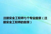 注册安全工程师七个专业前景（注册安全工程师的前景）