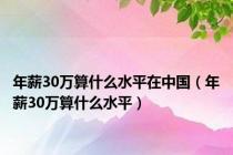 年薪30万算什么水平在中国（年薪30万算什么水平）