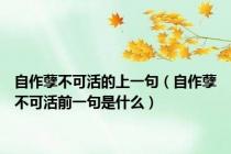 自作孽不可活的上一句（自作孽不可活前一句是什么）