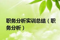 职务分析实训总结（职务分析）