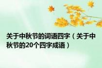关于中秋节的词语四字（关于中秋节的20个四字成语）