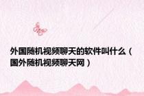 外国随机视频聊天的软件叫什么（国外随机视频聊天网）