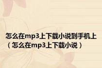 怎么在mp3上下载小说到手机上（怎么在mp3上下载小说）