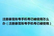 注册暴雪账号手机号已被使用怎么办（注册暴雪账号手机号已被使用）