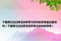 千里黄云白日曛北风吹雁雪纷纷的意思是边塞诗吗（千里黄云白日曛北风吹雁雪纷纷的意思）