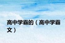 高中学霸的（高中学霸文）