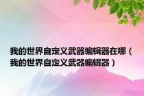 我的世界自定义武器编辑器在哪（我的世界自定义武器编辑器）