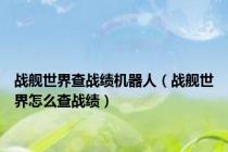 战舰世界查战绩机器人（战舰世界怎么查战绩）